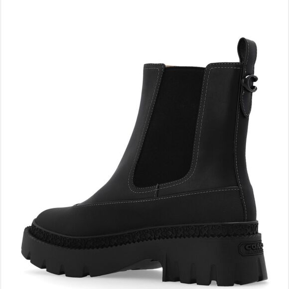 Coach Jayla Lug Sole Black Leather Chelsea Boot womens size 8.5 - Picture 2 of 14